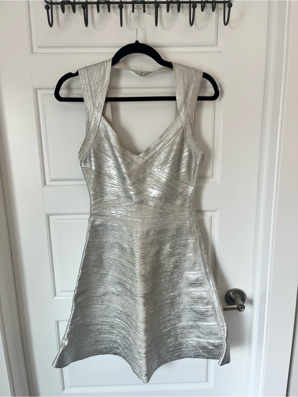 2000’s Herve Leger Silver Metallic Bandage Dress